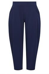 LIMITED COLLECTION Curve Navy Blue Pleated Barrel Leg Trousers