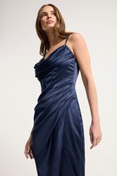STAR Navy Blue Satin Corset Cowl Wrap Dress | StarByJM 2