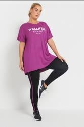 YOURS ACTIVE Plus Size Purple 'Wellness Club' Slogan Top | Yours Clothing 2