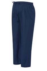 BUMP IT UP MATERNITY Plus Size Navy Blue Wide Leg Linen Trousers | Yours Clothing 5