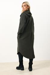 YOURS Plus Size Khaki Green Button Through Hooded Jacket | Yours Clothing 2