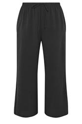 YOURS Curve Black Wide Leg Twill Trousers