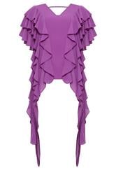 STAR Purple Mesh Ruffle Blouse