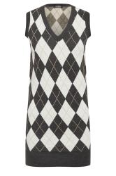 PixieGirl Petite Women's Charcoal Grey Argyle Check Print Sleeveless Dress | PixieGirl 5