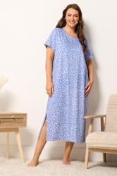 YOURSET Plus Size 2 PACK Blue Leopard Heart Midaxi Nightdresses | Yours Clothing 4