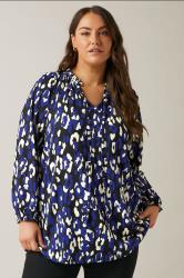 EVANS Plus Size Blue Animal Print Jersey Crepe Blouse | Evans 1