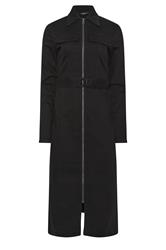 LTS Tall Black Zip Through Denim Midi Dress