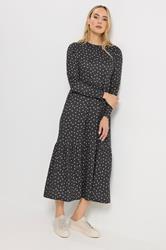 LTS Tall Women's Black Polka Dot Midi Dress | Long Tall Sally 1