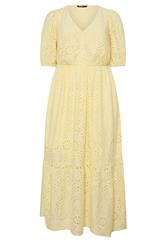 YOURS Curve Yellow Broderie Anglaise Tiered Maxi Dress