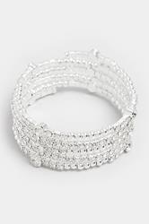 Silver Tone Diamante Wrap Stretch Bracelet | Yours Clothing 3