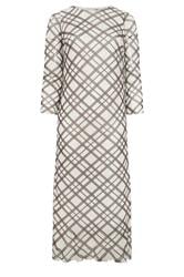 YOURS LONDON Curve Ivory White & Brown Checked Mesh Dress