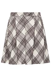 LIMITED COLLECTION Plus Size Natural Brown Check Pleated Skirt | Yours Clothing 5