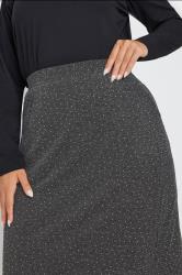 YOURS Plus Size Silver Metallic Side Split Midi Skirt | Yours Clothing 6