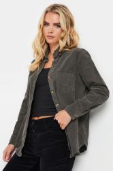 PixieGirl Petite Women's Grey Cotton Cord Long Sleeve Shirt | PixieGirl 3