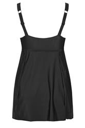 YOURS Plus Size Black Square Neckline Tummy Control Swim Dress | Yours Clothing 8