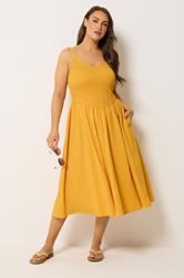 YOURS Plus Size Golden Yellow Shirred Sundress | Yours Clothing 3