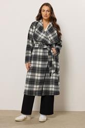 EVANS Plus Size Black & White Check Waterfall Coat | Evans 2
