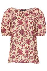 LTS Tall Women's Coral Red Floral Print Tie Front Top | Long Tall Sally 6