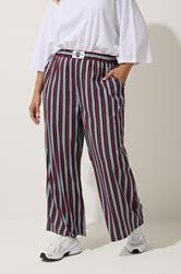 LIMITED COLLECTION Plus Size Blue Stripe Boxer Waist Trousers | Yours Clothing 1