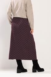 YOURS Plus Size Burgundy Red Check Print Textured Tube Skirt | Yours Clothing 2