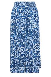 EVANS Plus Size Blue Abstract Print Wide Leg Trouser | Evans 6