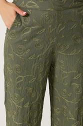 LTS Tall Women's Set Olive Green Floral Embroidered Shirt & Trousers | Long Tall Sally  5