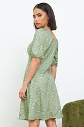 PixieGirl Petite Women's Sage Green Ditsy Floral Print Mini Dress | PixieGirl 2
