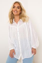 YOURS Plus Size White Embroidered Shirt | Yours Clothing 3