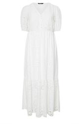 YOURS Curve White Broderie Anglaise Tiered Maxi Dress