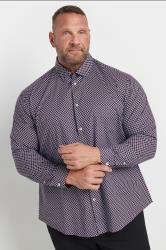 BadRhino Tailoring Big & Tall Navy Blue & Red Geometric Print Formal Shirt | BadRhino 1