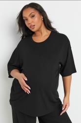 BUMP IT UP MATERNITY Plus Size Black Premium Ribbed Top | Yours Clothing 3