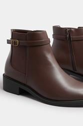 Black Faux Leather Buckle Stretch Ankle Boots In Wide E Fit & Extra Wide EEE Fit | Yours Clothing 5