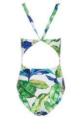 LTS Tall Women's White Palm Leaf Twist Back Swimsuit | Long Tall Sally 7