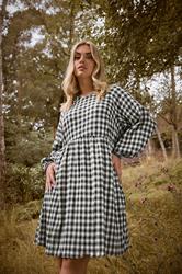YOURS Plus Size Black Check Textured Smock Dress | Yours Clothing  1