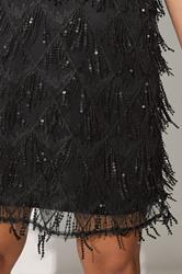YOURS LONDON Plus Size Black Sequin Tassel Mini Slip Dress | Yours Clothing 5