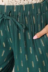 M&Co Petite Teal Green Foil Detail Cropped Trousers | M&Co 5