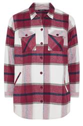 YOURS Curve Red & White Check Shacket