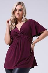 YOURS LONDON Plus Size Purple Knot Detail Front Top | Yours Clothing 3