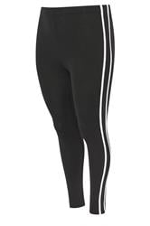 YOURS ACTIVE Curve Black & White Side Stripe Leggings