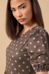 PixieGirl Petite Women's Chocolate Brown Polka Dot Tiered Dress | PixieGirl 4