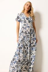 LTS Tall Women's Blue Floral Lace Detail Maxi Dress | Long Tall Sally 1