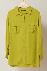 EVANS Curve Chartreuse Green Long Sleeve Utility Shirt