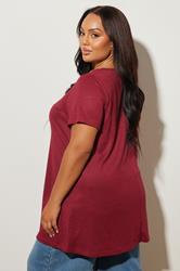 YOURS Plus Size Red Ribbed Soft Touch T-Shirt | Yours Clothing 2