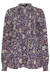 LTS Tall Purple Floral Tie Neck Pintuck Blouse | Long Tall Sally 5
