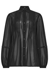 LTS Tall Black Stud Trim Pintuck Shirt
