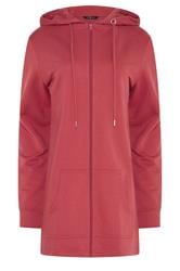 LTS Tall Red Cotton Longline Zip Hoodie
