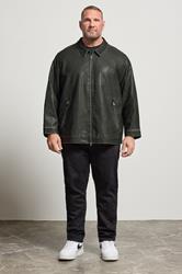 JACK & JONES Big & Tall Black Biker Jacket | BadRhino 2