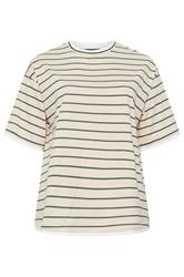 YOURS Curve Stone Green Stripe Ringer T-Shirt