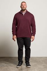 BadRhino Big & Tall Burgundy Red Mock Shirt Milano Quarter Zip Jumper | BadRhino 1