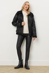 LTS Tall Black Aviator Taped Seam Jacket | Long Tall Sally 2